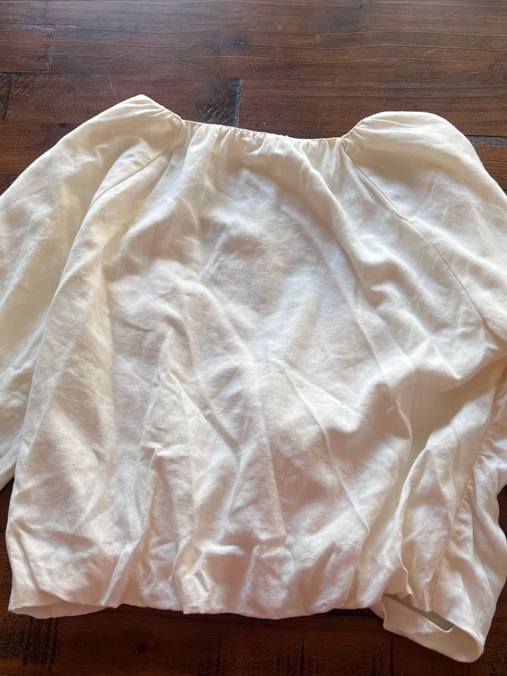 Zara Cream Twist-Front Puff Sleeve Blouse
